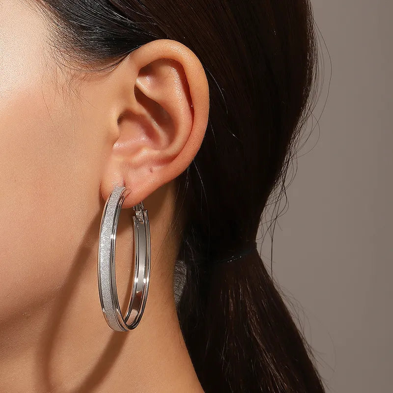 SILVER LARGE HOOP EARRINGS. (45mm)