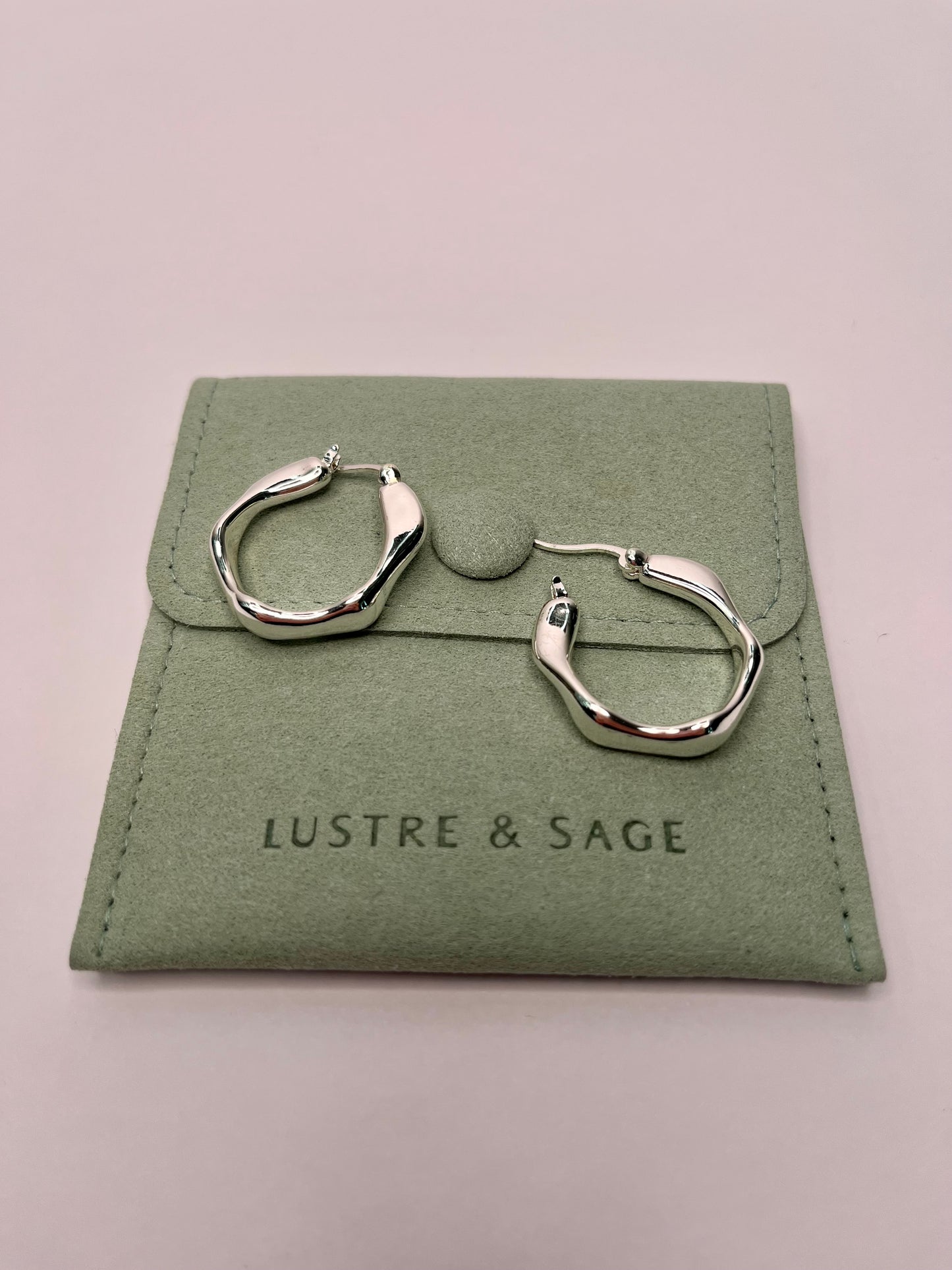 Silver tone hoop earrings