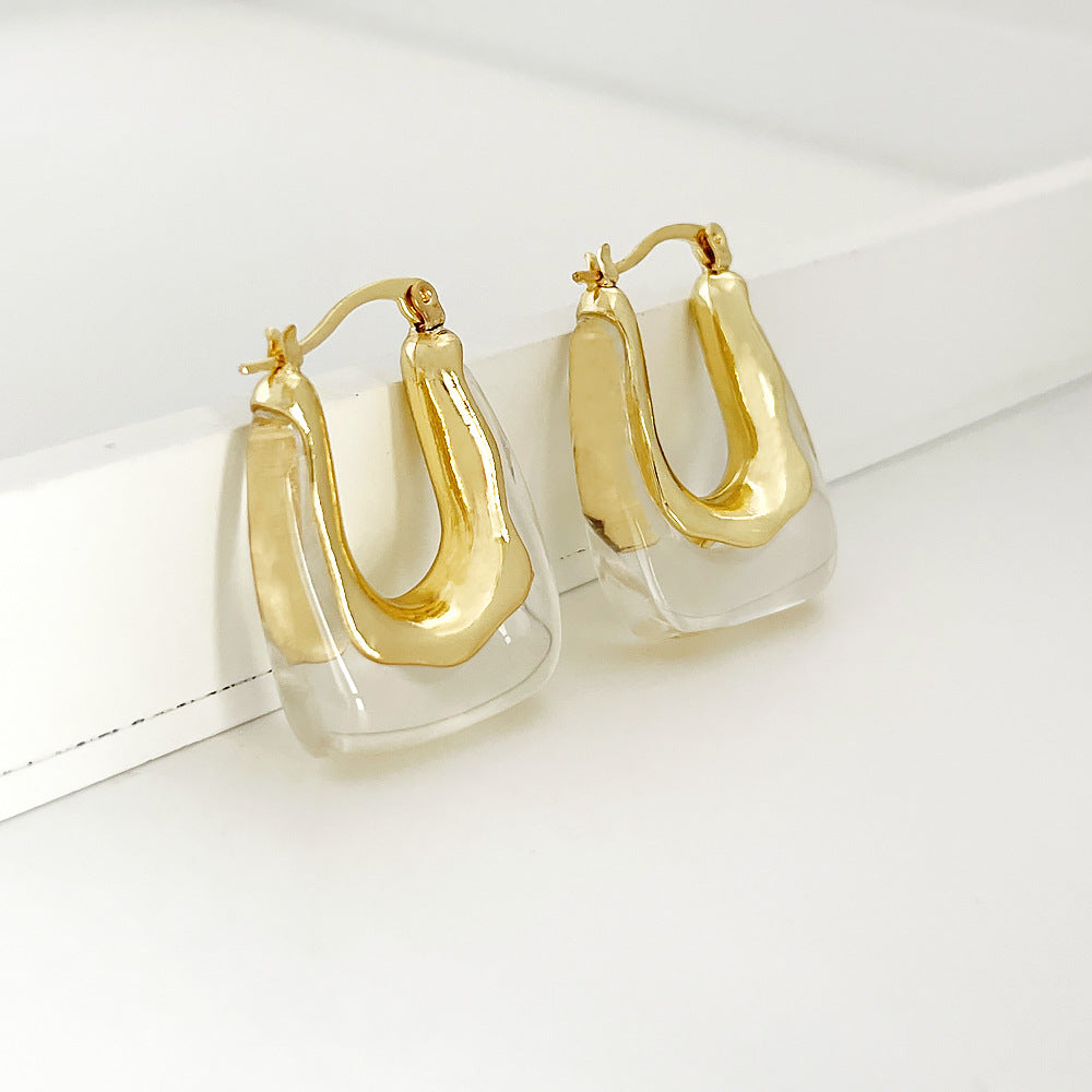 GOLD U SHAPE HOOP EARRINGS