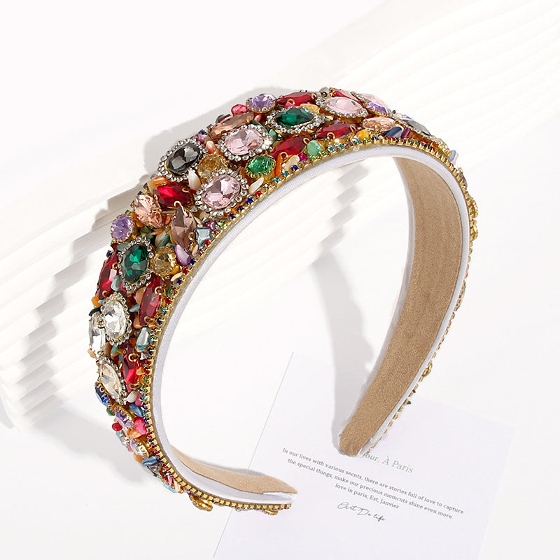 MULTI COLOUR GEM &  STONE WIDE HEADBAND